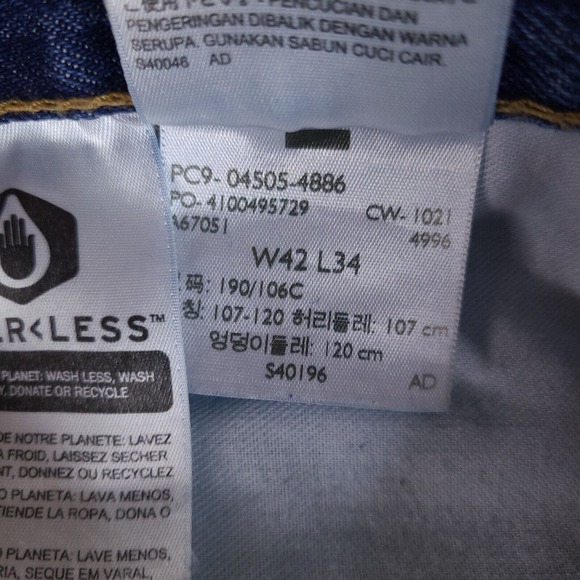 Levi's 505 Jeans Mens 42X33.5 Blue High Rise Straight Leg Denim - Picture 10 of 16